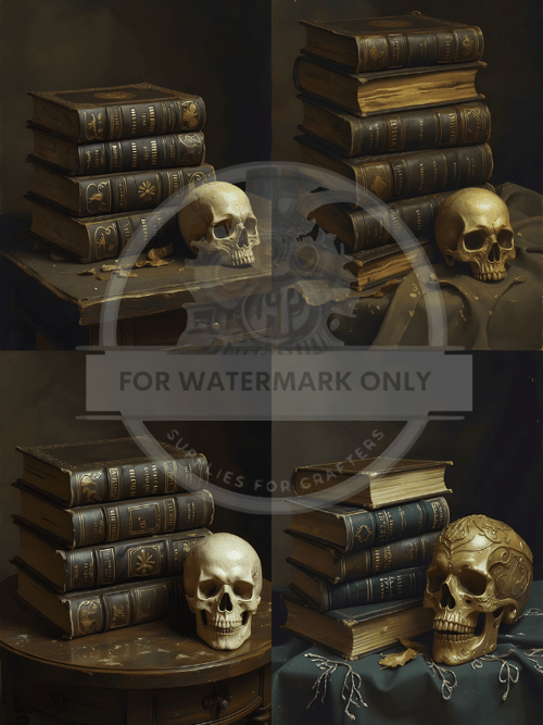 DIGITAL IMAGE: Digital Halloween Skull Quad - Decoupage Central