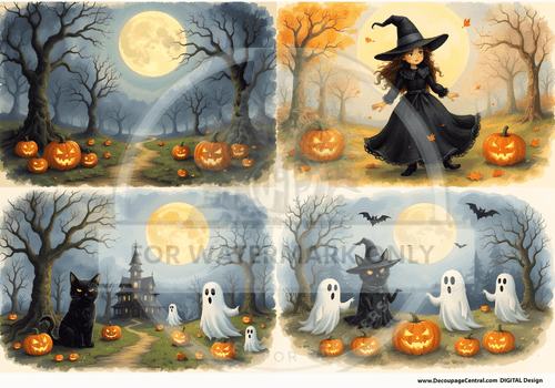 DIGITAL IMAGE: Digital More Halloween Quad - Decoupage Central