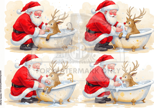 DIGITAL IMAGE: Digital Reindeer Bathtime - Decoupage Central