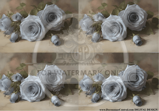 DIGITAL IMAGE: Digital Silver Roses - Decoupage Central