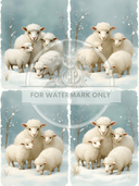 DIGITAL IMAGE: Digital Sweet Sheep Quad - Decoupage Central