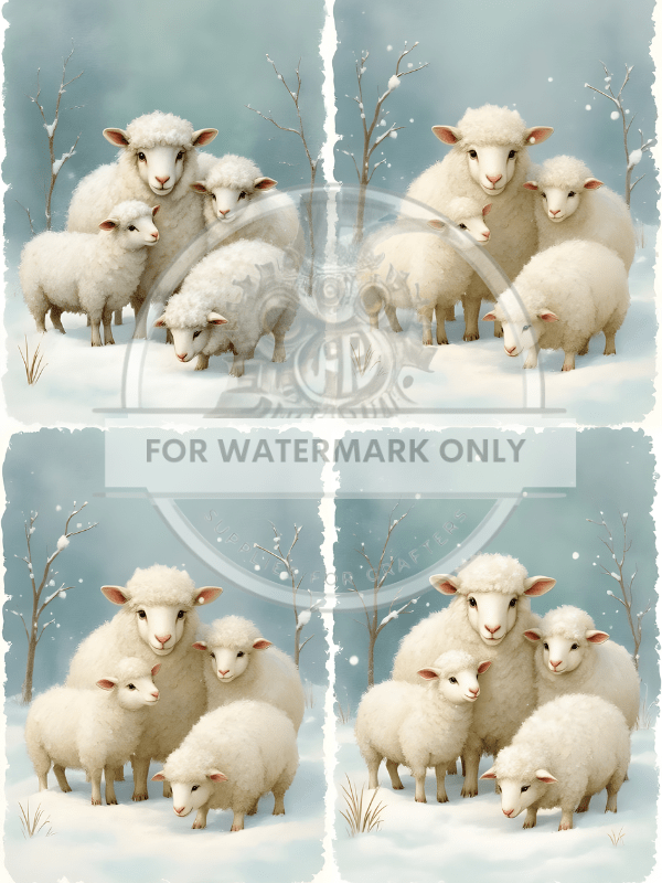 DIGITAL IMAGE: Digital Sweet Sheep Quad - Decoupage Central