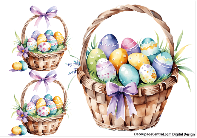 DIGITAL IMAGE: Easter Baskets Instant Download - Decoupage Central