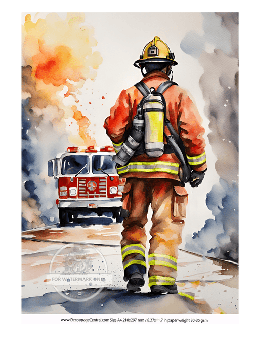 DIGITAL IMAGE: Firefighter Instant Download - Decoupage Central