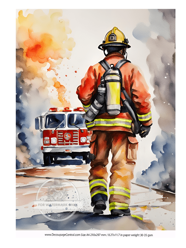 DIGITAL IMAGE: Firefighter Instant Download - Decoupage Central