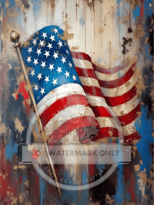 DIGITAL IMAGE: Flag on Beadboard - Decoupage Central