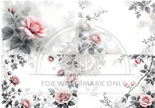 DIGITAL IMAGE: Floral Mystique Quad - Decoupage Central