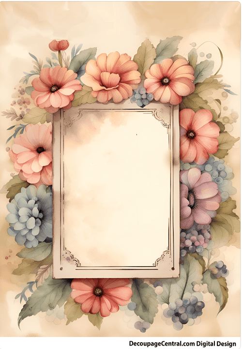 DIGITAL IMAGE: Floral Sign Instant Download - Decoupage Central