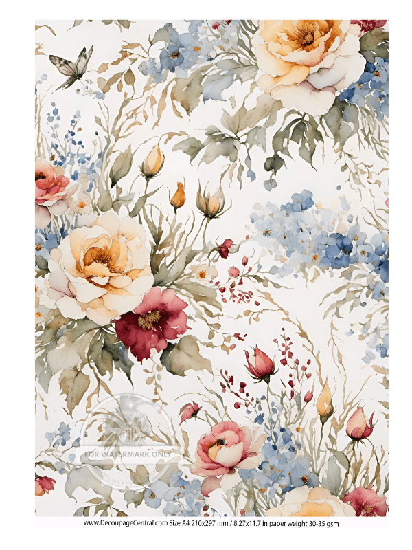 DIGITAL IMAGE: Floral Wallpaper Background . Instant Download - Decoupage Central