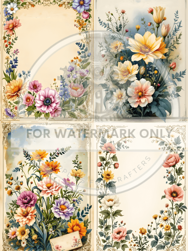 DIGITAL IMAGE: Flower Frame Quad - Decoupage Central
