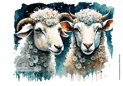 DIGITAL IMAGE: Flower Sheep Instant Download - Decoupage Central
