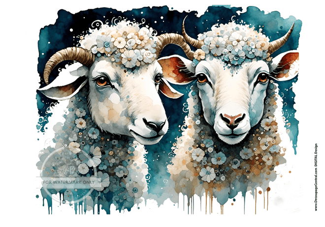 DIGITAL IMAGE: Flower Sheep Instant Download - Decoupage Central