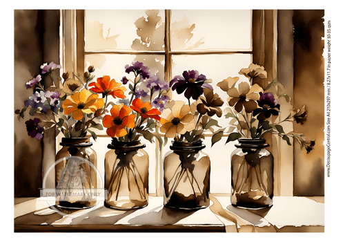 DIGITAL IMAGE: Flowers in the Window Instant Download - Decoupage Central