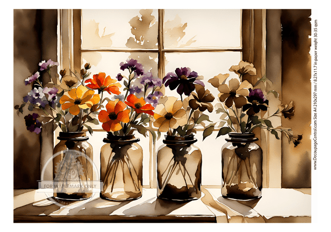 DIGITAL IMAGE: Flowers in the Window Instant Download - Decoupage Central