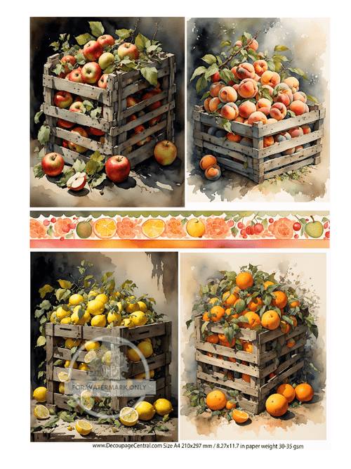 DIGITAL IMAGE: Fruit Crates Instant Download - Decoupage Central