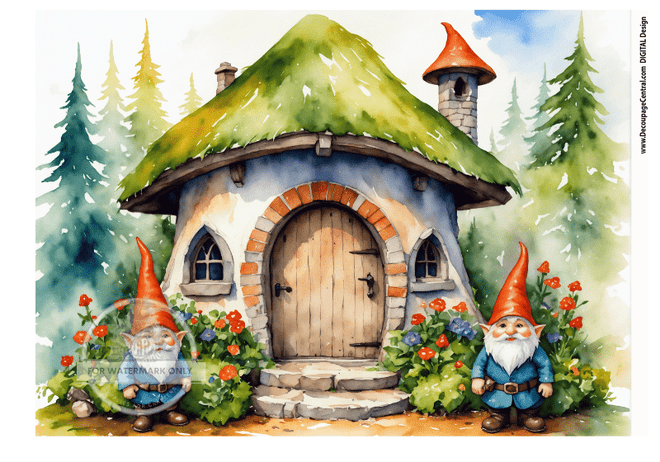 DIGITAL IMAGE: Gnome Home Instant Download - Decoupage Central