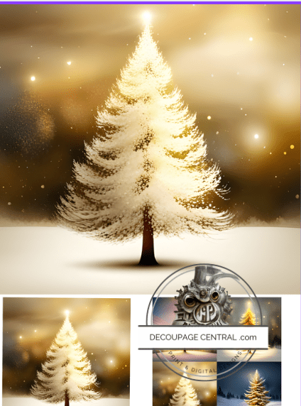 DIGITAL IMAGE: Gold Christmas. Instant Download - Decoupage Central