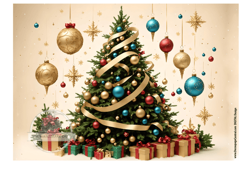 DIGITAL IMAGE: Gold Christmas Tree Instant Download - Decoupage Central