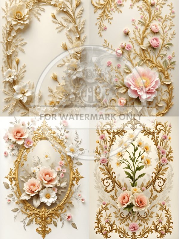 DIGITAL IMAGE: Golden Frame Quad - Decoupage Central