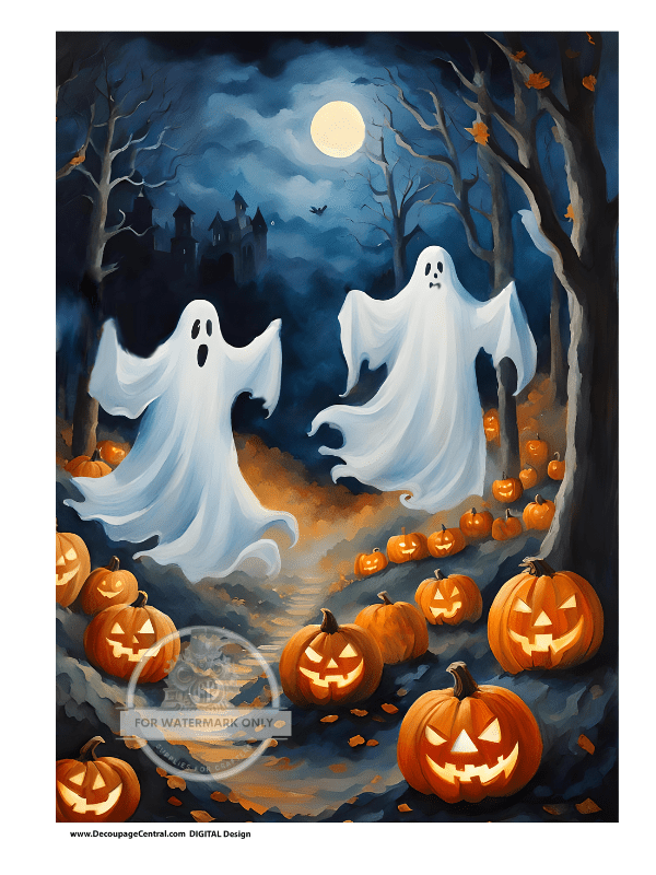 DIGITAL IMAGE: Halloween Ghosts Instant Download - Decoupage Central