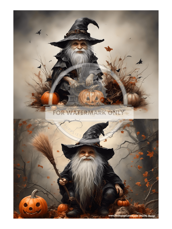 DIGITAL IMAGE: Halloween Gnomes Instant Download - Decoupage Central