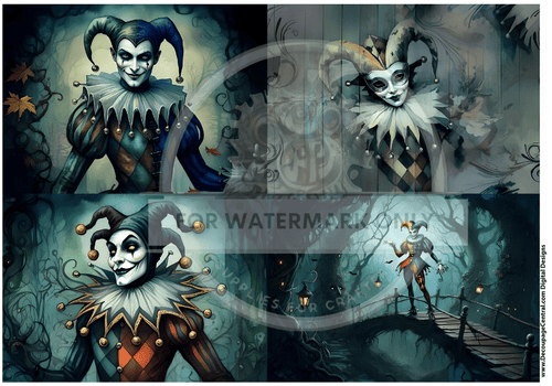 DIGITAL IMAGE: Halloween Jester Instant Download - Decoupage Central