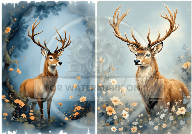 DIGITAL IMAGE: Holiday Stag Duo Instant Download - Decoupage Central