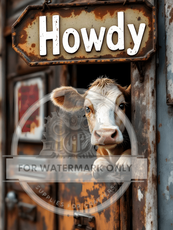 DIGITAL IMAGE: Howdy Cow 1 - Decoupage Central