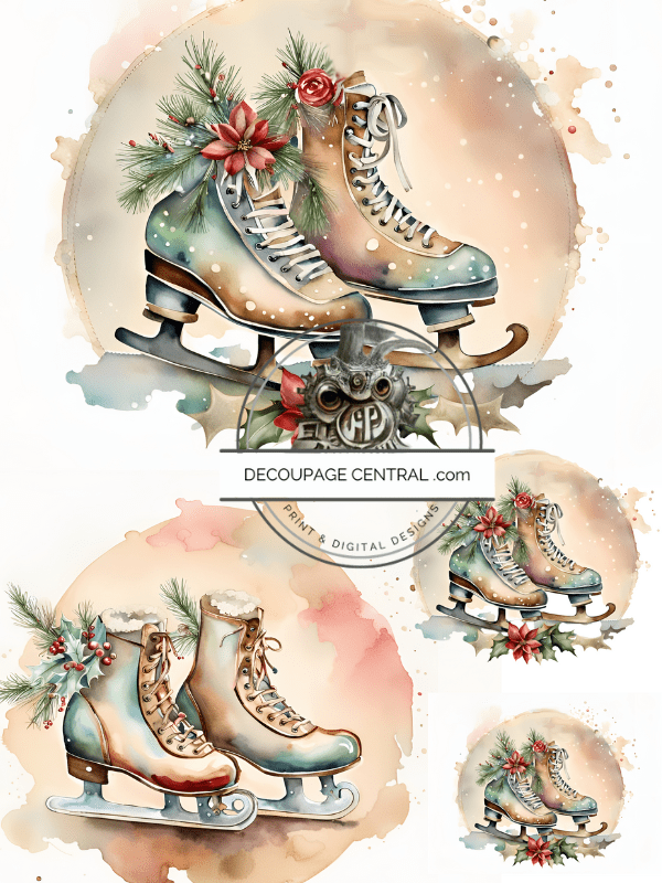 DIGITAL IMAGE: Ice Skates Instant Download - Decoupage Central