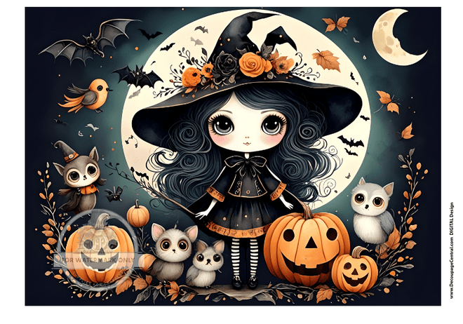 DIGITAL IMAGE: Lil Witch Instant Download - Decoupage Central