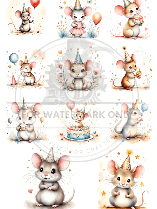 DIGITAL IMAGE: Little Mice Birthday - Decoupage Central