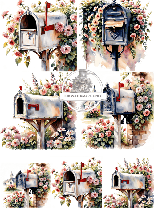 DIGITAL IMAGE: Mailboxes Instant Download - Decoupage Central