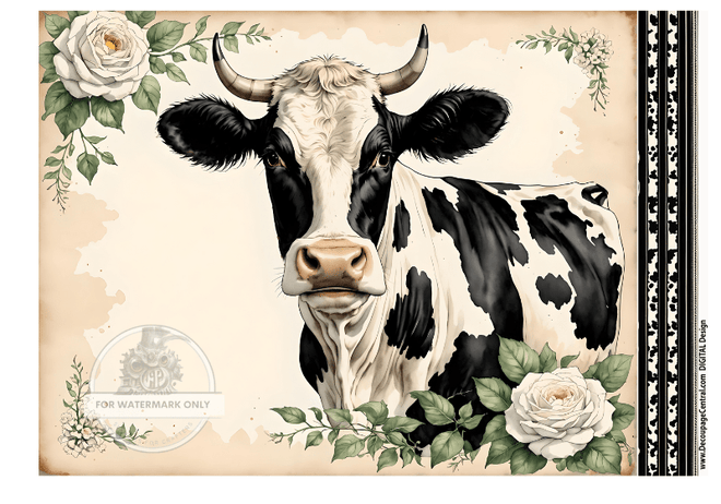 DIGITAL IMAGE: Milk Cow FREE Instant Download - Decoupage Central