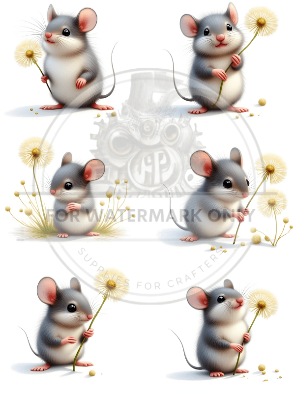 DIGITAL IMAGE: Mouse with Dandelion - Decoupage Central