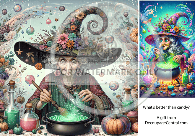DIGITAL IMAGE: OCTOBER Freebie Technicolor Witches - Decoupage Central