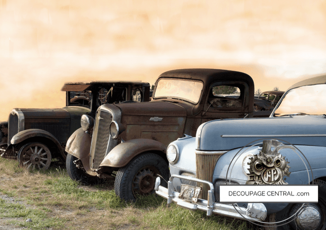 DIGITAL IMAGE: Old Cars. Instant Download - Decoupage Central