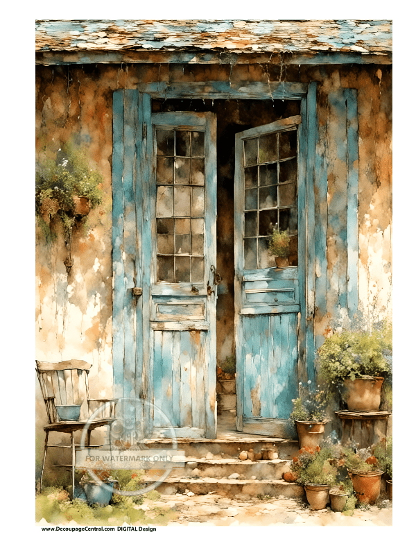 DIGITAL IMAGE: Old Front Door Instant Download - Decoupage Central