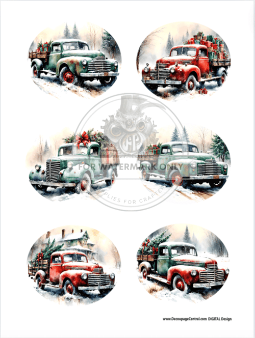 DIGITAL IMAGE: Ornament Trucks Instant Download - Decoupage Central