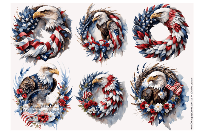 DIGITAL IMAGE: Patriotic Wreath Instant Download - Decoupage Central