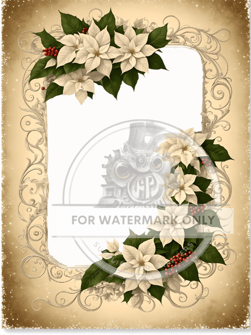 DIGITAL IMAGE: Poinsettia Borders. Instant Download - Decoupage Central