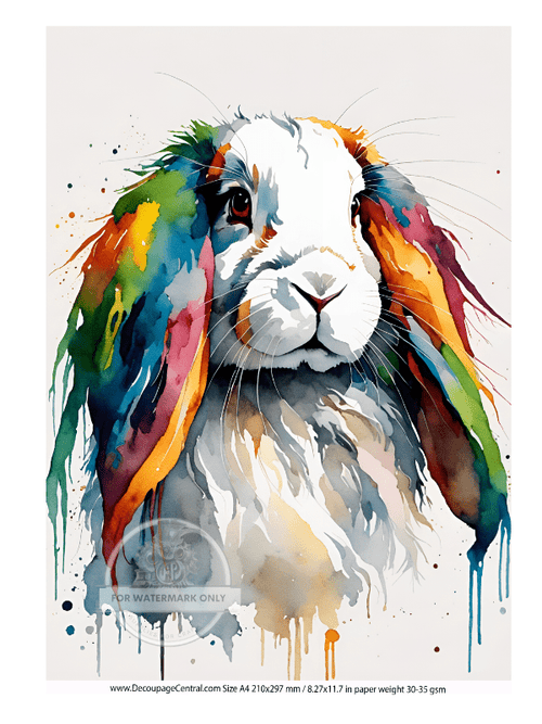 DIGITAL IMAGE: Rasta Bunny Instant Download - Decoupage Central