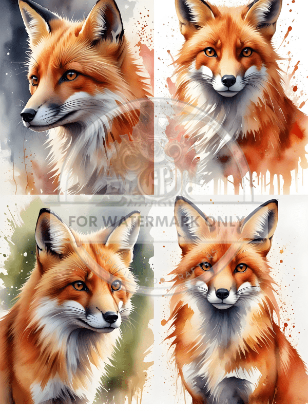 DIGITAL IMAGE: Red Fox Quad - Decoupage Central