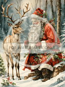 DIGITAL IMAGE: Santa and His Reindeer Instant Download - Decoupage Central