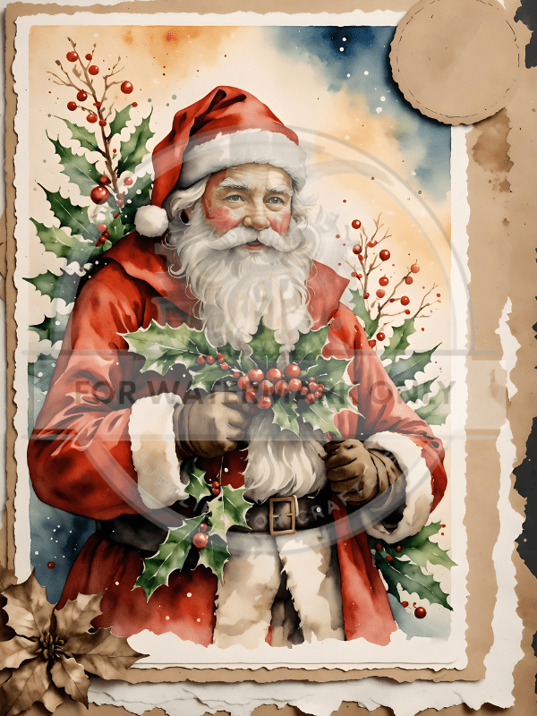 DIGITAL IMAGE: Santa Card Instant Download - Decoupage Central