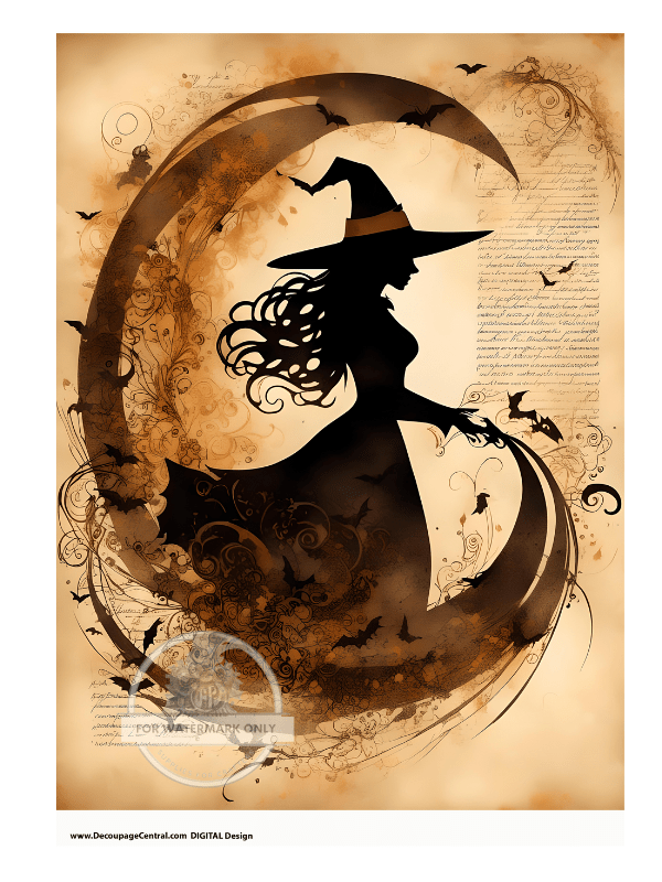 DIGITAL IMAGE: Sepia Witch Instant Download - Decoupage Central