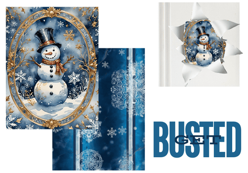 DIGITAL IMAGE SET : BUSTED Snowman Set (2 pages including a main design/ background) - Decoupage Central