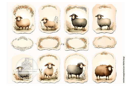 DIGITAL IMAGE: Sheep Labels Instant Download - Decoupage Central