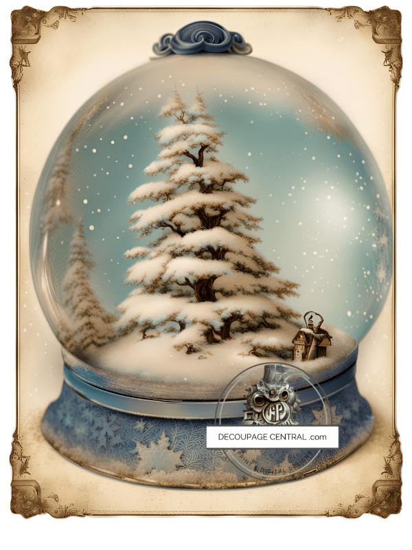 DIGITAL IMAGE: Snow Globe . Instant Download - Decoupage Central