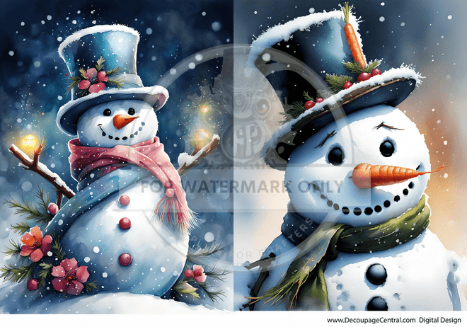 DIGITAL IMAGE: Snowman Duo - Decoupage Central