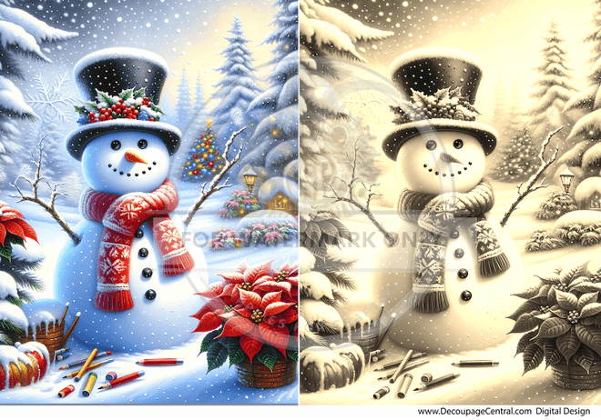 DIGITAL IMAGE: Snowman Duo Instant Download - Decoupage Central